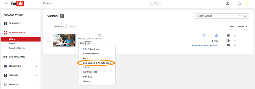 YouTube end screen YouTube end screen