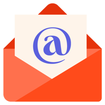 Illustration of an opened orange envelope