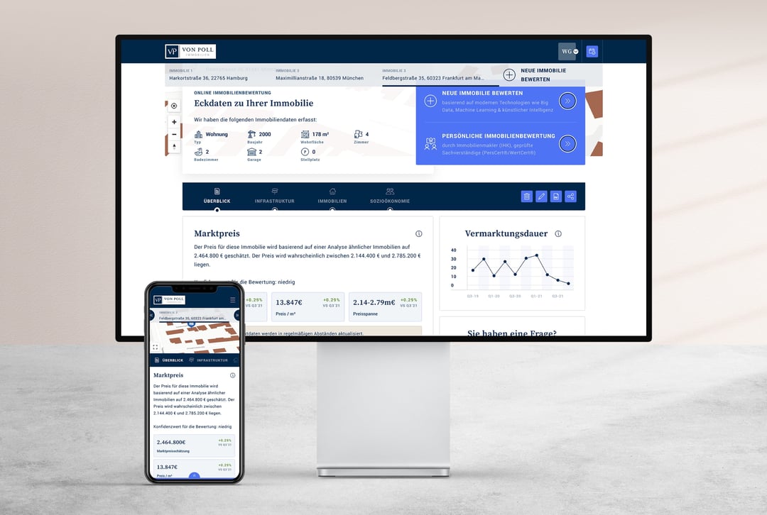 Image of client portal and owner area of Von Poll website
