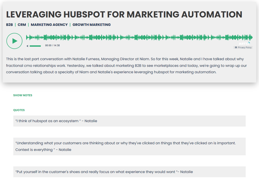 Affiliate podcast example