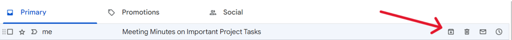 Screenshot with an arrow pointing to the “Archive” icon.