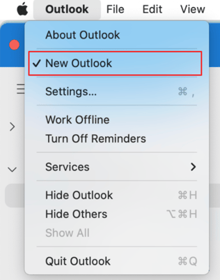 How to check whether you're on the new version of Outlook for Mac.