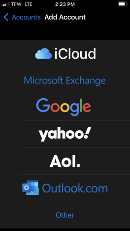 Choose the account type you'd like to add.