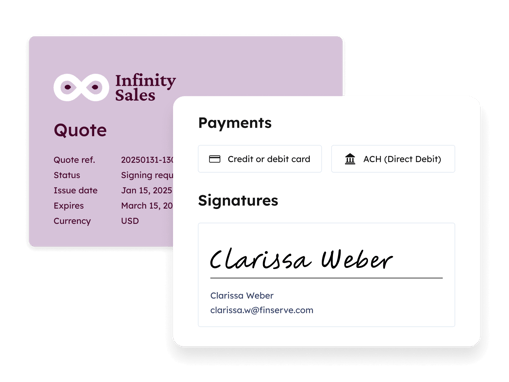 Shows a customer signature on a payment link generated by HubSpot