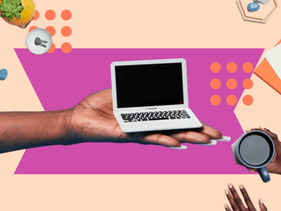 community represented by a hand and laptop