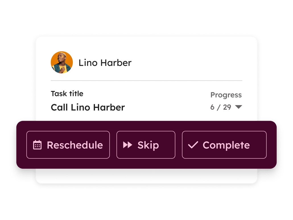 HubSpot call tracking software interface showing a user's call queue alongside the customer's contact details 