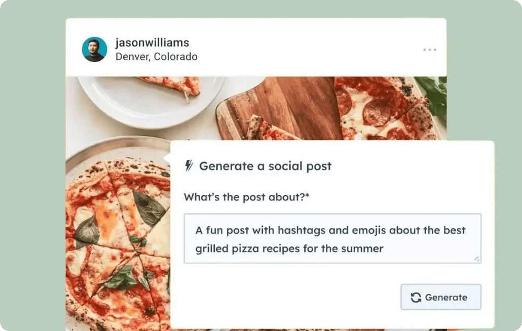 AI social media post generator showing ability to prompt content