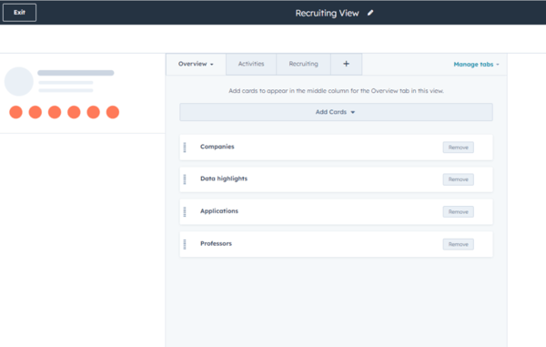 Recruiting view CRM