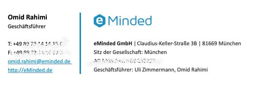 Kreative Signatur Screenshot E-Mail eMinded GmbH