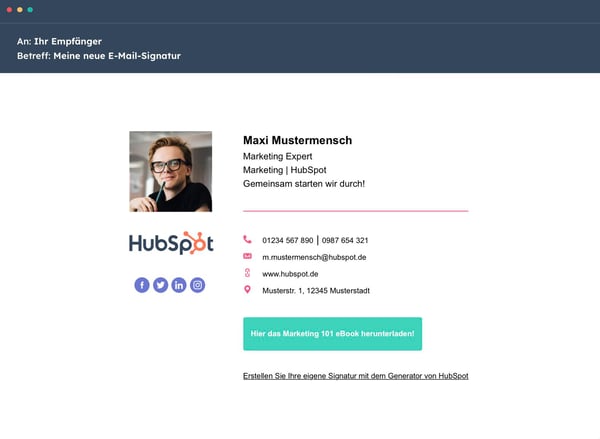 E-Mail-Signatur erstellen mit HubSpot Beispiel