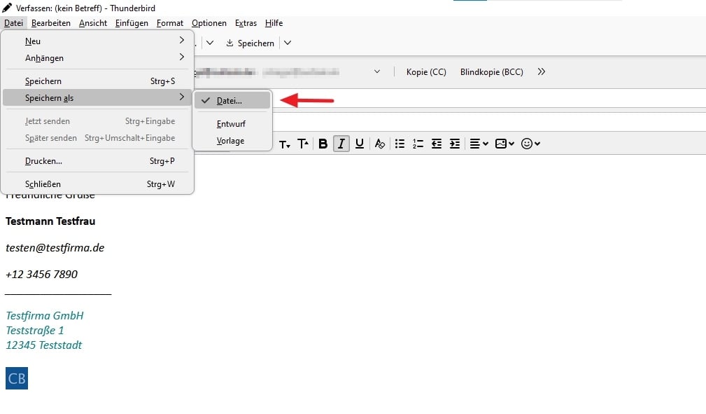 Thunderbird-Signatur speichern
