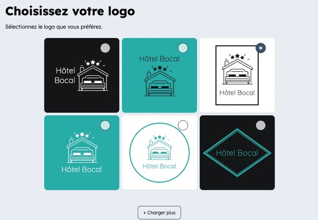 Exemples de logos d'hôtel générés gratuitement par HubSpot