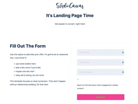 Exemple d'un template gratuit de landing page de Studio Canvas sur HubSpot
