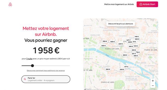 site web immobilier Airbnb