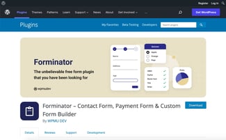 Forminator landing page