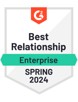 G2 Badge 2024 - Best Relationship Entreprise