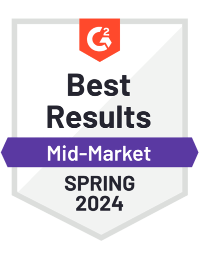G2 badge Best Results Mid-Market Winter 2024