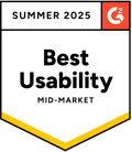 G2 Award Badge: Summer 2025 Best Usability Mid-Market