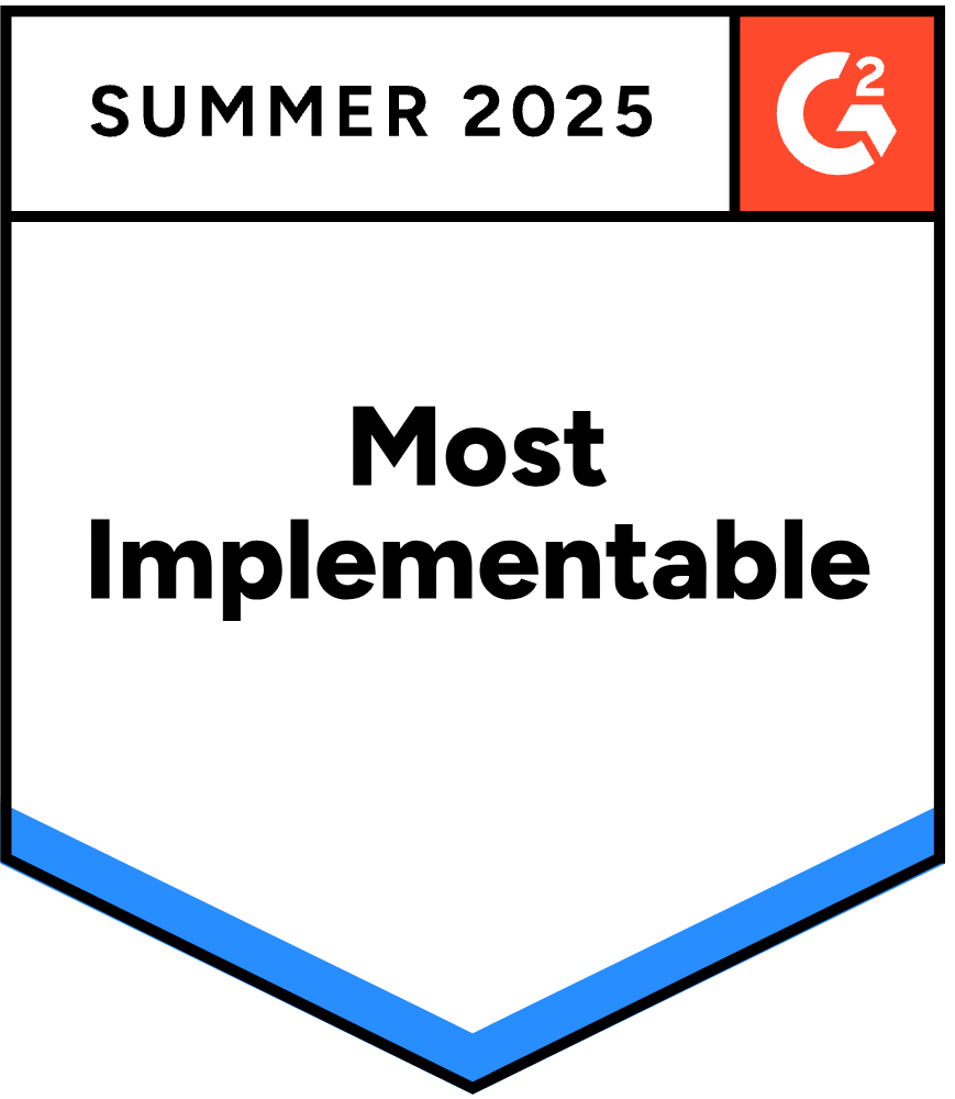G2 Award Badge for HubSpot CRM: Most Implementable, Spring 2025