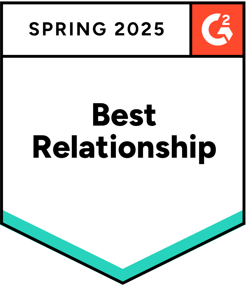 G2 Award Badge for HubSpot CRM: Best Relationship, Spring 2025