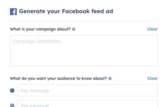 Generate Facebook Ad in Campaign Assistant