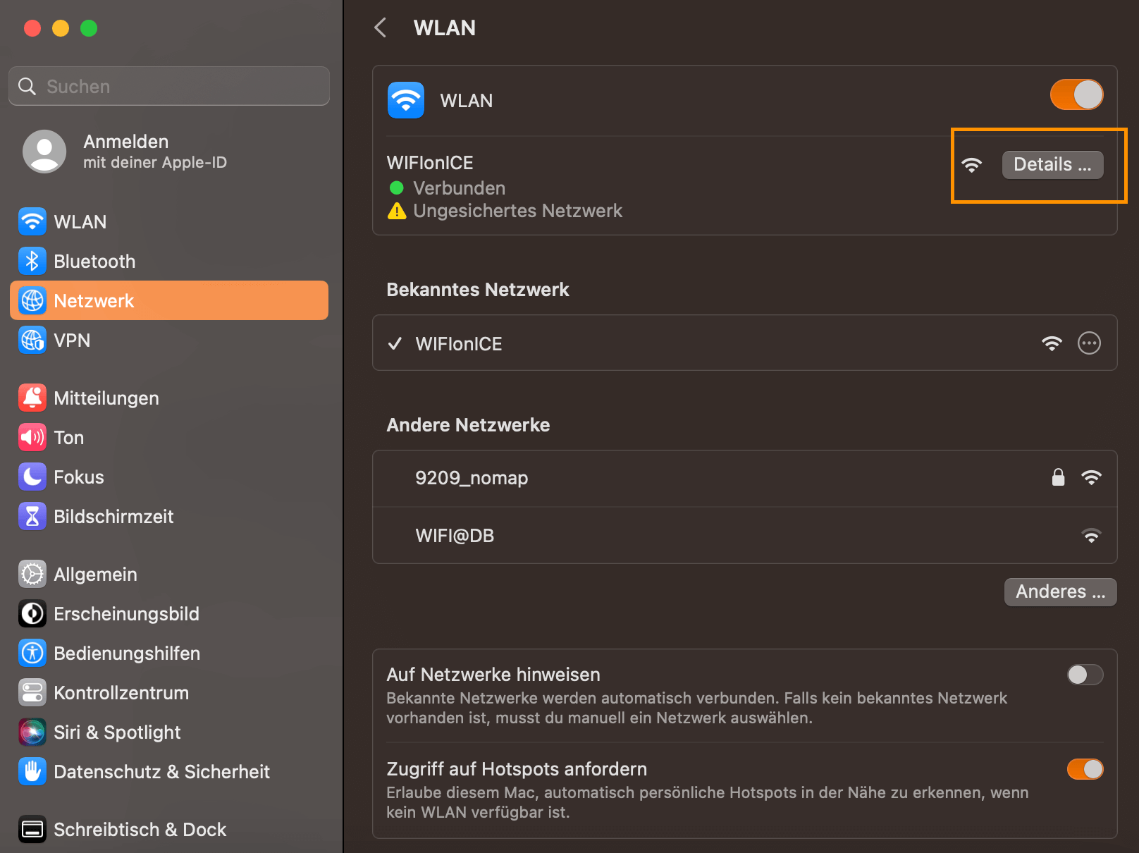 Einstellungen MacOS um DNS-Server zu ändern