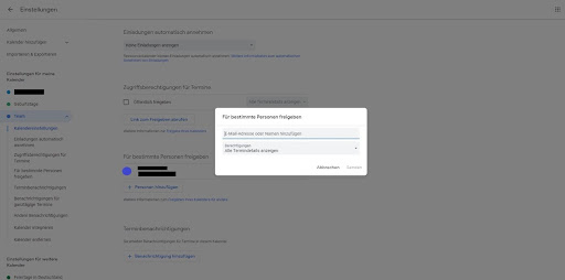 Google-Kalender Freigabe Ansicht