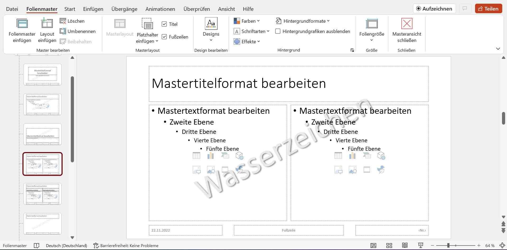 Screenshot PowerPoint: „Folienmaster“ > „Masteransicht schließen