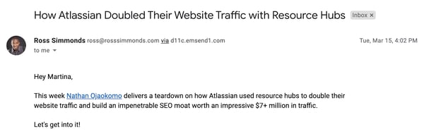b2b newsletter best practices: personalization example
