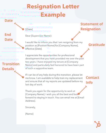 example of what to include in a resignation letter