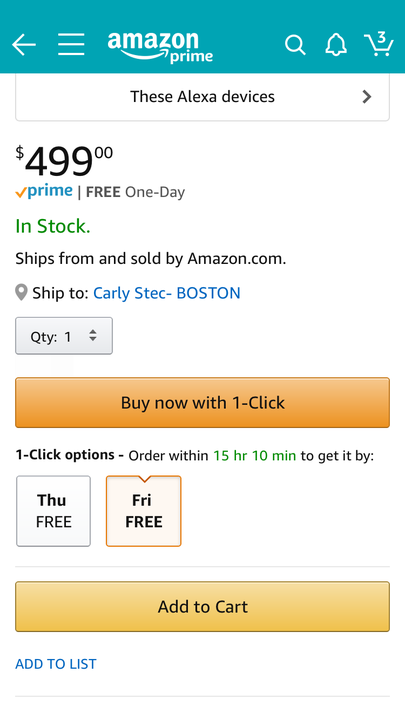Amazon one-click purchase for ease of use and better customer experience