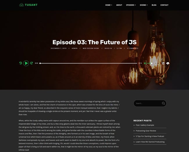 Tusant theme demo of podcast episode