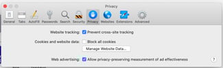 How to fix too many redirects error step #2:Click manage website data to clear cookies on safari