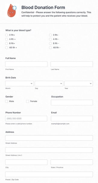 blood donation form template fom jotform