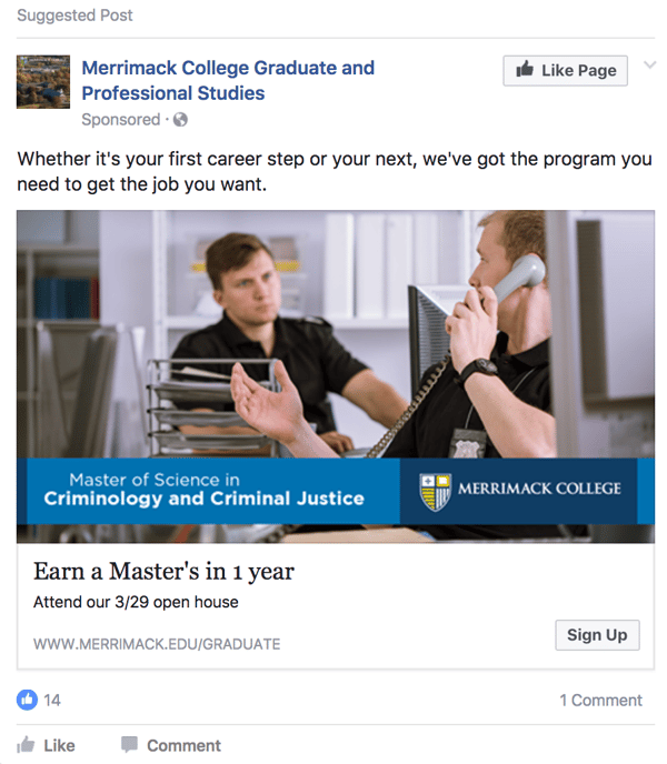 facebook lead ad example