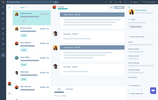 service hub's help desk simplified user interface