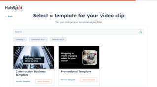 HubSpot - Clip Creator - Select your template
