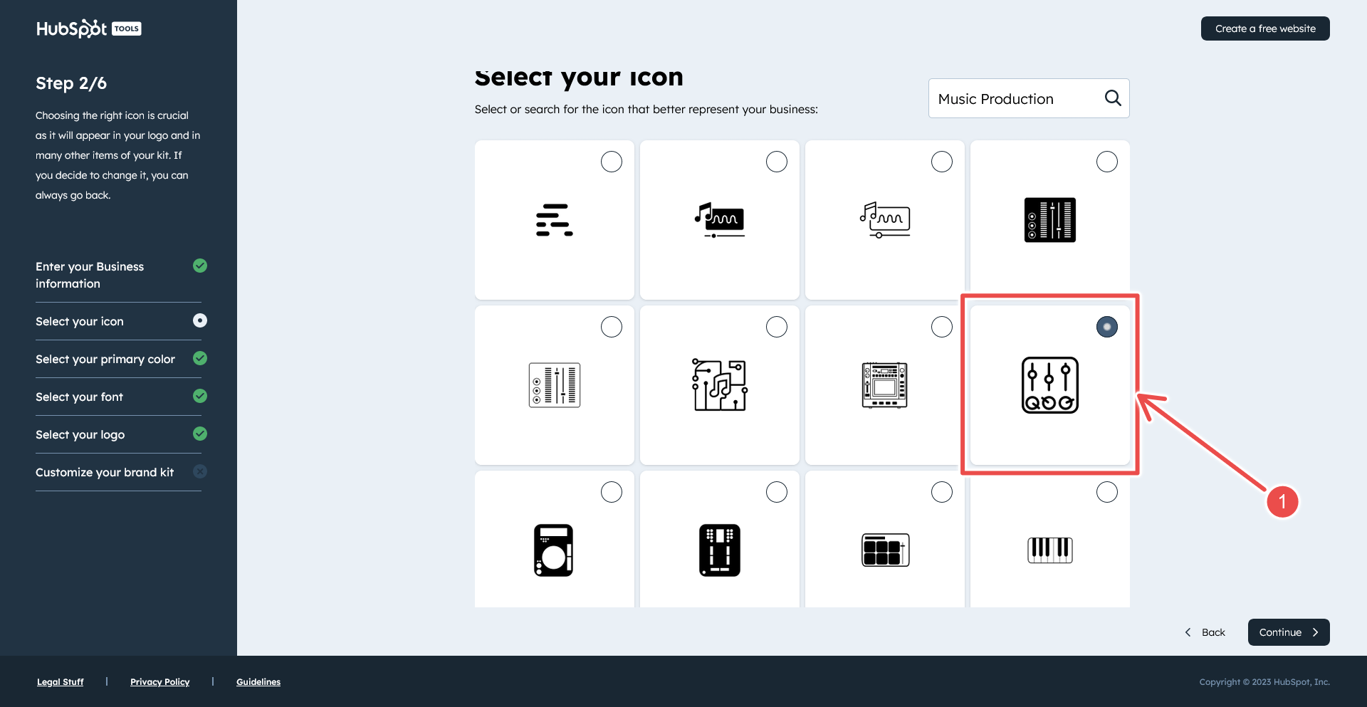 HubSpot’s free production logo maker icon page.