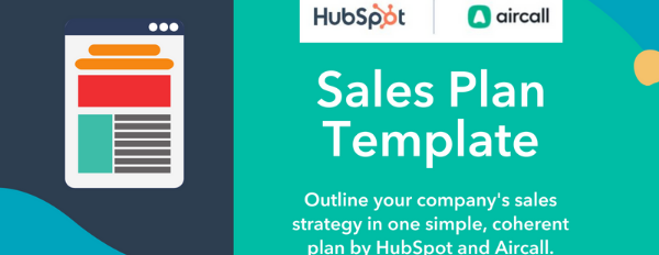 HubSpot x Aircall green banner with sales plan template on it