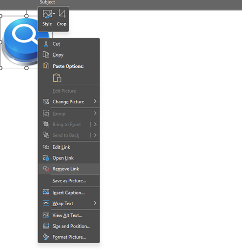 Editing or removing a hyperlink in Outlook desktop. 