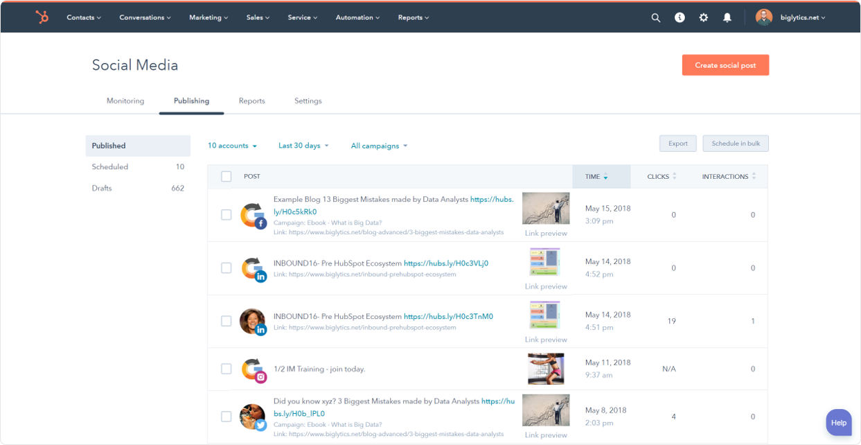 HubSpot Marketing-Software – Social-Media-Management-Tool Übersicht