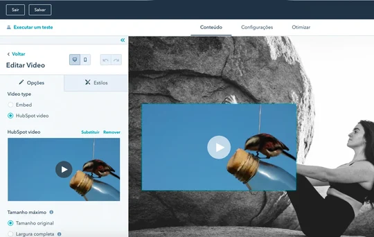 captura de tela do software de hospedagem de vídeos da HubSpot