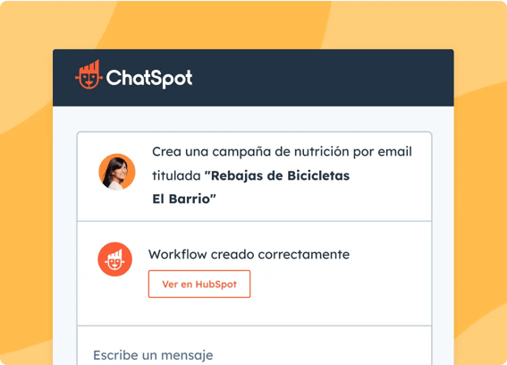 Interfaz del usuario simplificada de HubSpot que muestra cómo se puede usar la IA para crear una campaña de nutrición por correo electrónico