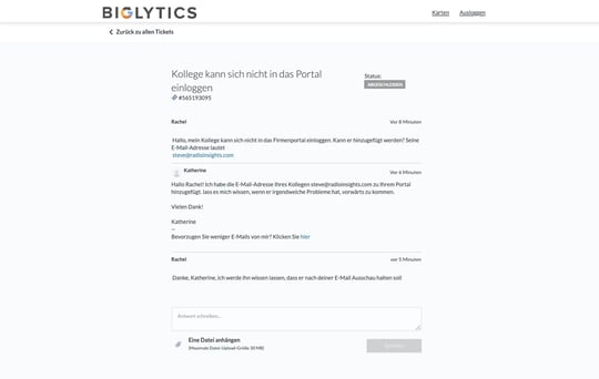 Kundenportal-Software Screenshot