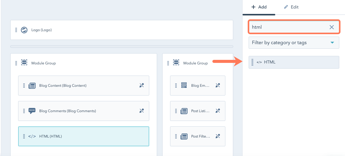 add-html-module-to-template