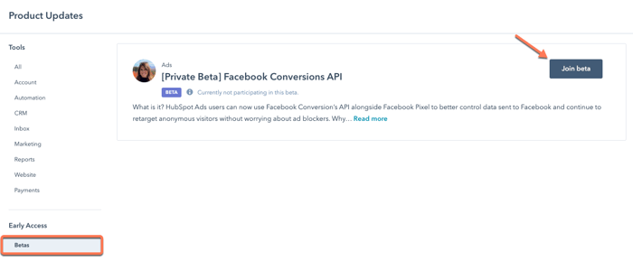join-beta-in-product-updates-settings