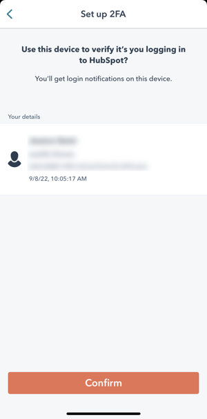 screenshot showing the notification on device to finish setting up 2FA