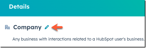 dialog box showing "Company" with a pencil icon next to it.