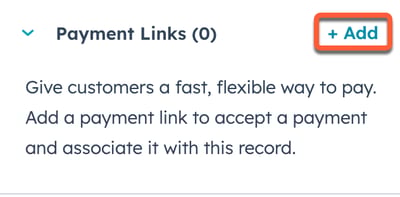 adicionar registro de link de pagamento