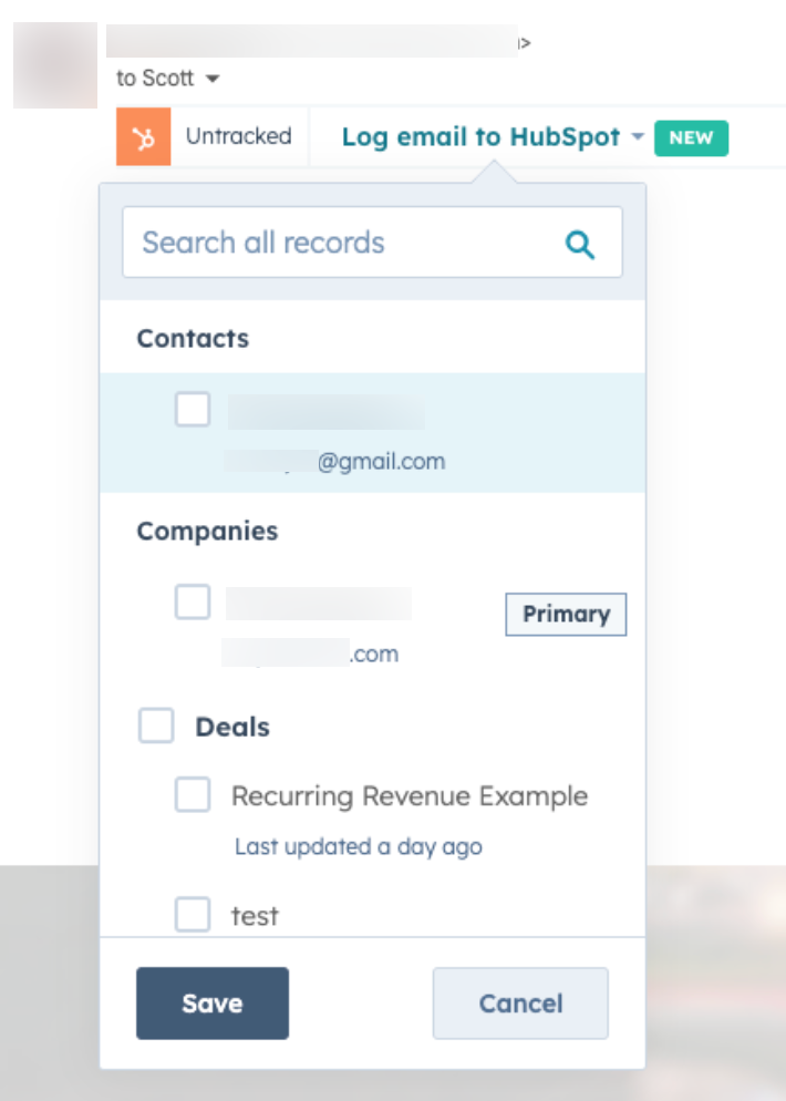 Log your sent and received emails to the CRM
